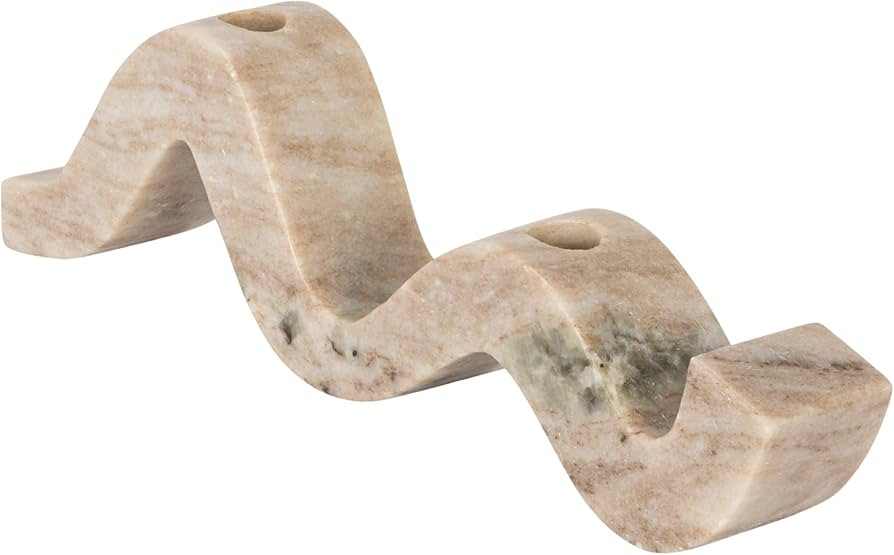 Bloomingville Marble Wave Double Taper Candle Holder, Beige | Amazon (US)