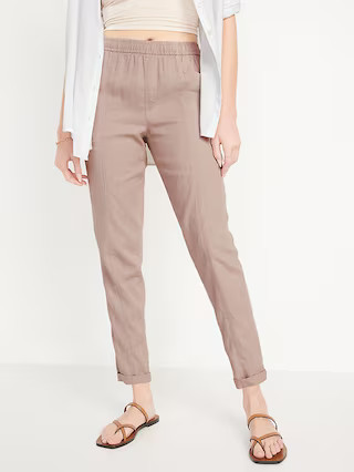High-Waisted Cropped Linen-Blend Pants for Women | Old Navy (US)