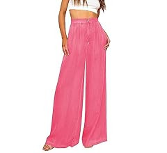 GRAPENT 2023 Wide Leg Pants for Women High Waisted Jeans Palazzo Pants Lightweight Summer Beach F... | Amazon (US)