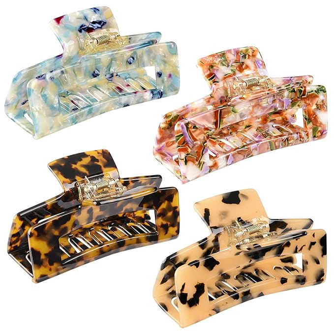 4 PCS Big Hair Claw Clips, 4 inch Large Tortoise Shell Hair Clips, Non-slip Acetate Barrettes, Ho... | Amazon (US)