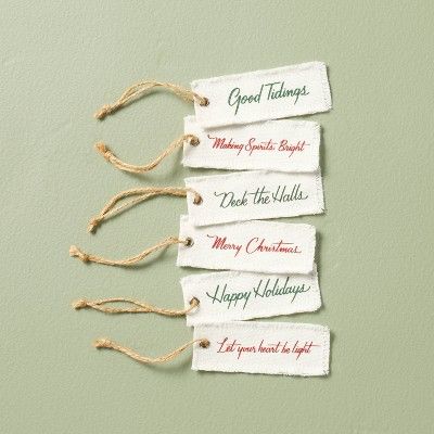 Christmas Sentiments Fabric Gift Tags (Set of 6) - Hearth & Hand™ with Magnolia | Target