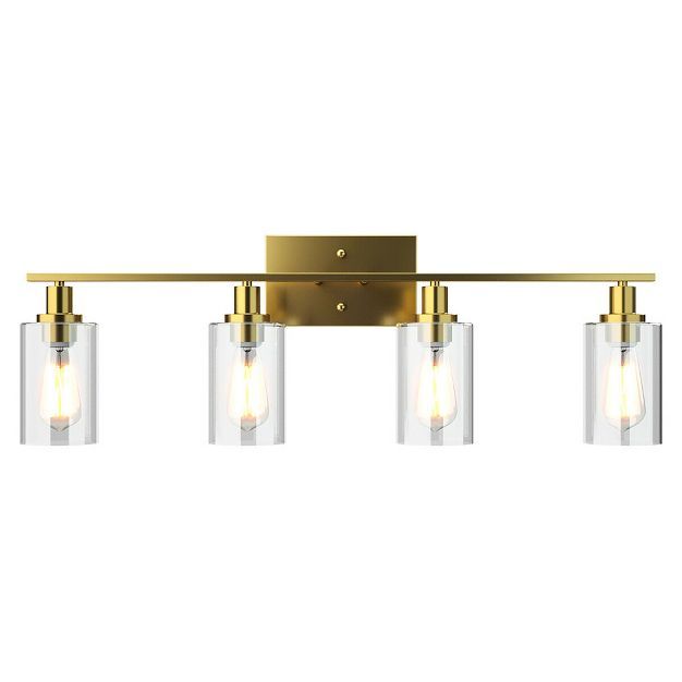 Costway 3-Light/4-Light Wall Sconce Modern Bathroom Vanity Light Fixtures with Clear Glass Shade | Target