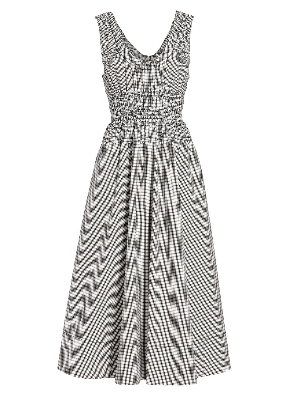 Plaid Poplin Gathered Midi-Dress | Saks Fifth Avenue