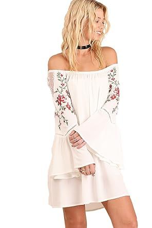Umgee Embroidered Sweet and Sassy! Bell Sleeve Shift Tunic or Dress | Amazon (US)