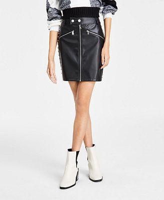 Women's Faux-Leather Studded Mini Skirt | Macy's