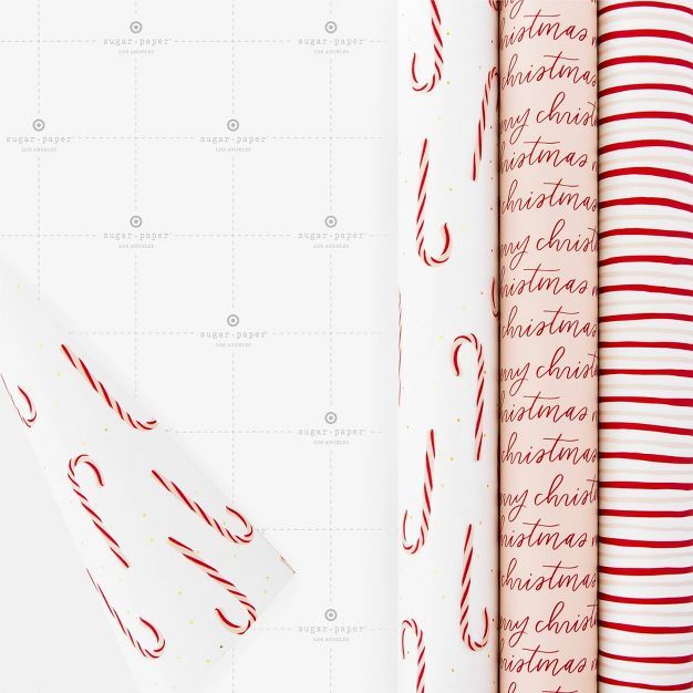 30 sq ft Peppermint Pink Gift Wrap Trio Red/Rose/White - Sugar Paper™ + Target | Target