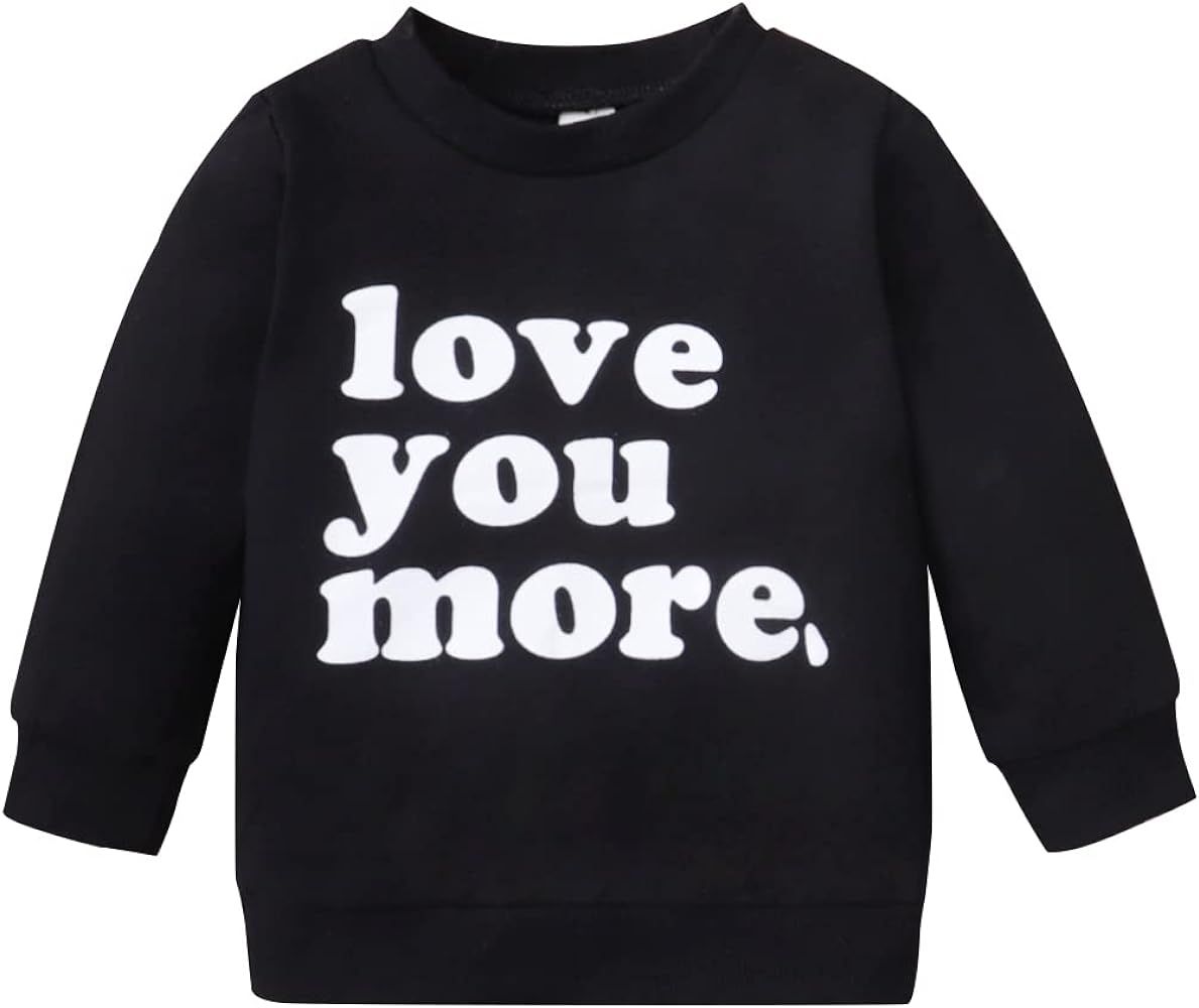 Valentine's Day-Toddler Baby Boy Girls Clothes Letter Printed Long Sleeve Pullover Sweatshirt Shirt  | Amazon (US)