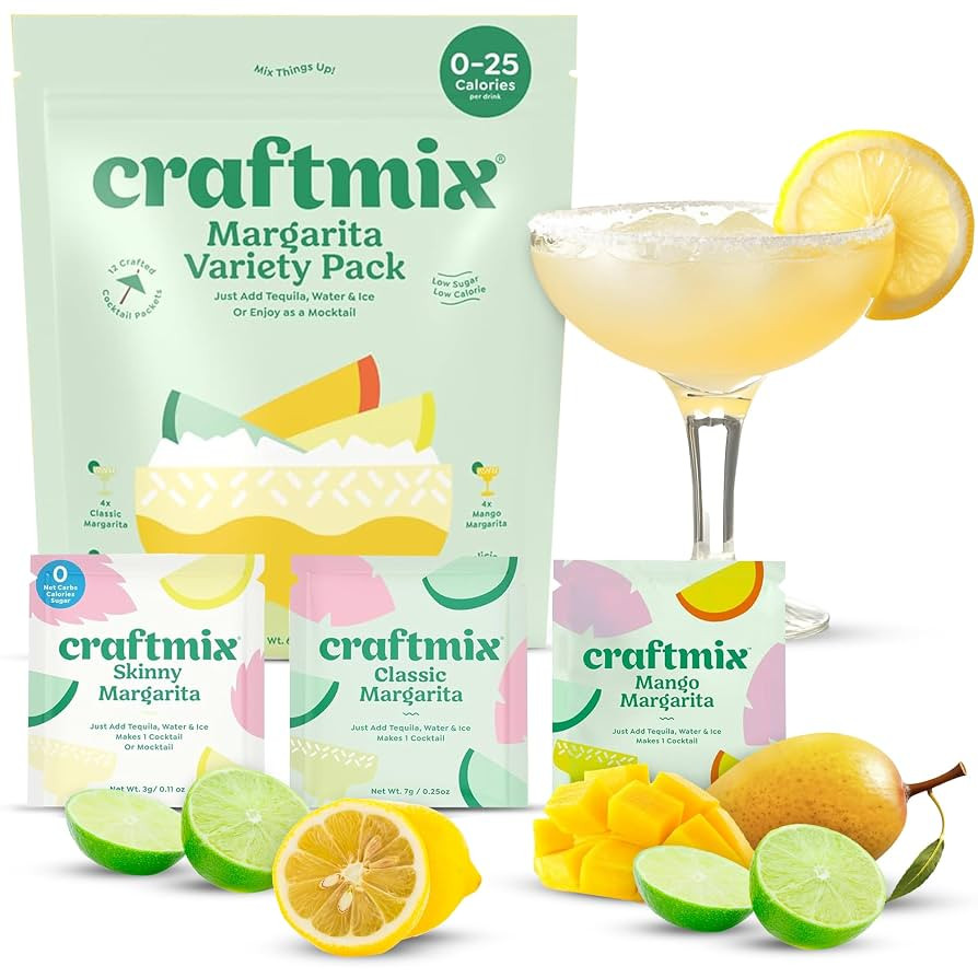 Craftmix Margarita Variety Pack, Makes 12 Drinks, Skinny Cocktail Mixers, Instant Mix Mocktail Ki... | Amazon (US)