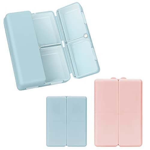 FYY 2 Pcs Daily Pill Organizer, 7 Compartments Portable Pill Case Travel Pill Organizer, [Folding Design] Pill Box for Purse Pocket to Hold Vitamins,Supplements and Medication, Pink+Navy | Amazon (CA)