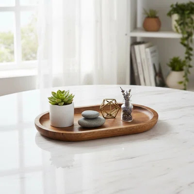 Small Oval Wood Tray, Decor & Storage For Kitchen And Bathroom Countertops | Wayfair North America
