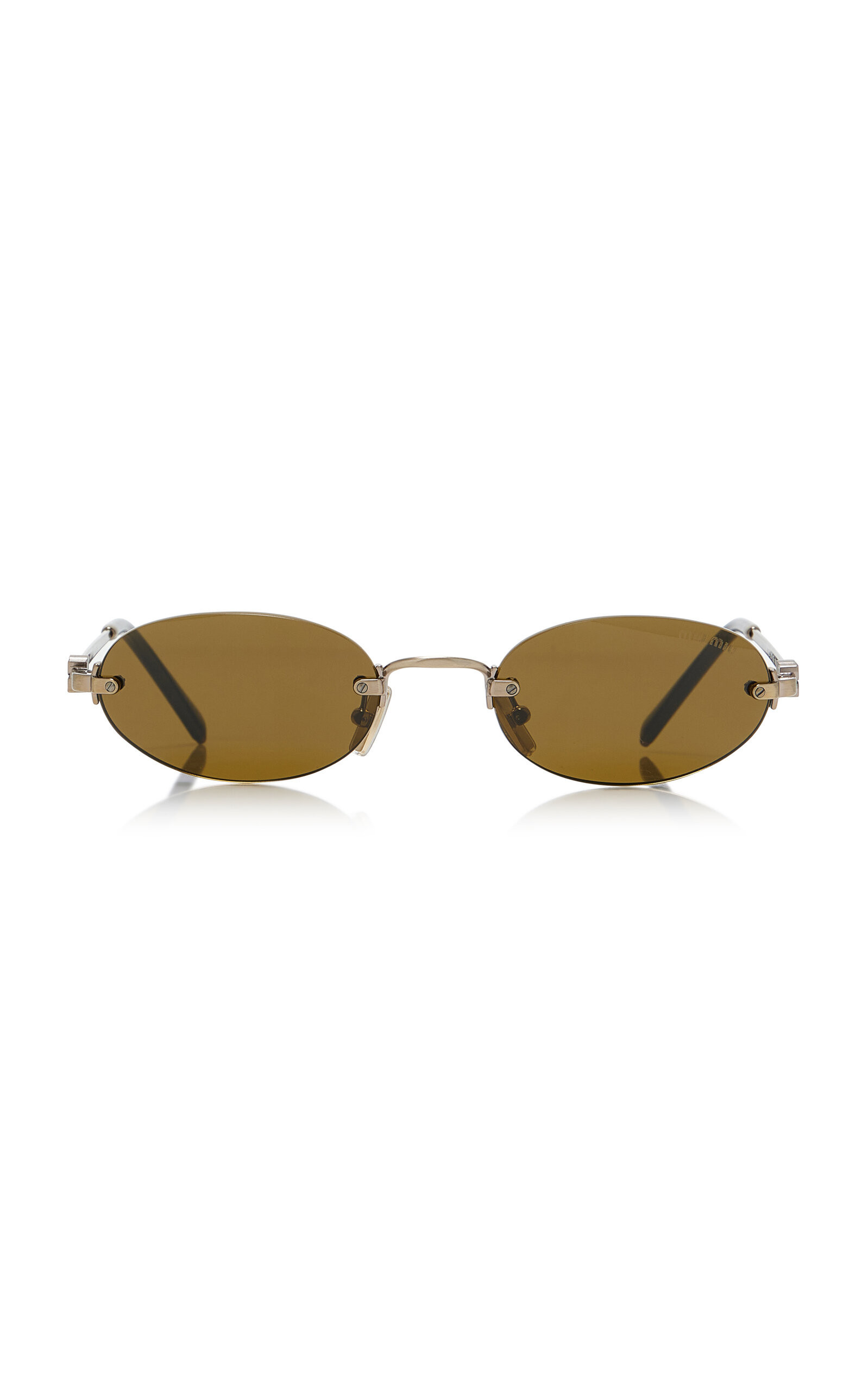 Miu Miu - Round-Frame Metal Sunglasses - Brown - OS - Moda Operandi | Moda Operandi (Global)