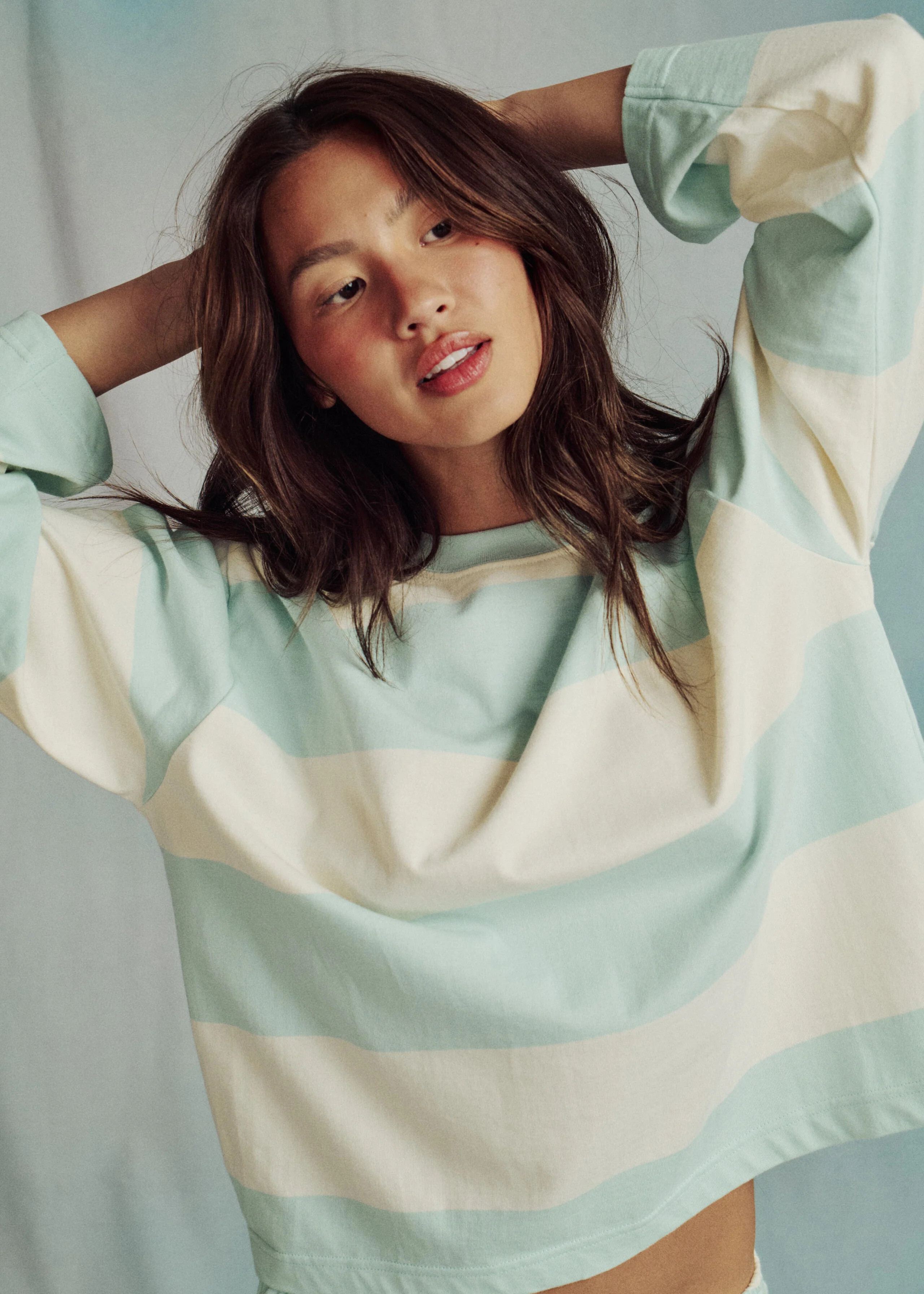 Oversized Long Sleeve - Lake Day + Cream Stripe | Daily Drills LLC