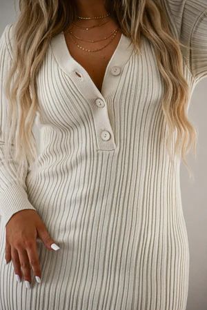 Seen You Out Sweater Dress: Cream | Shophopes