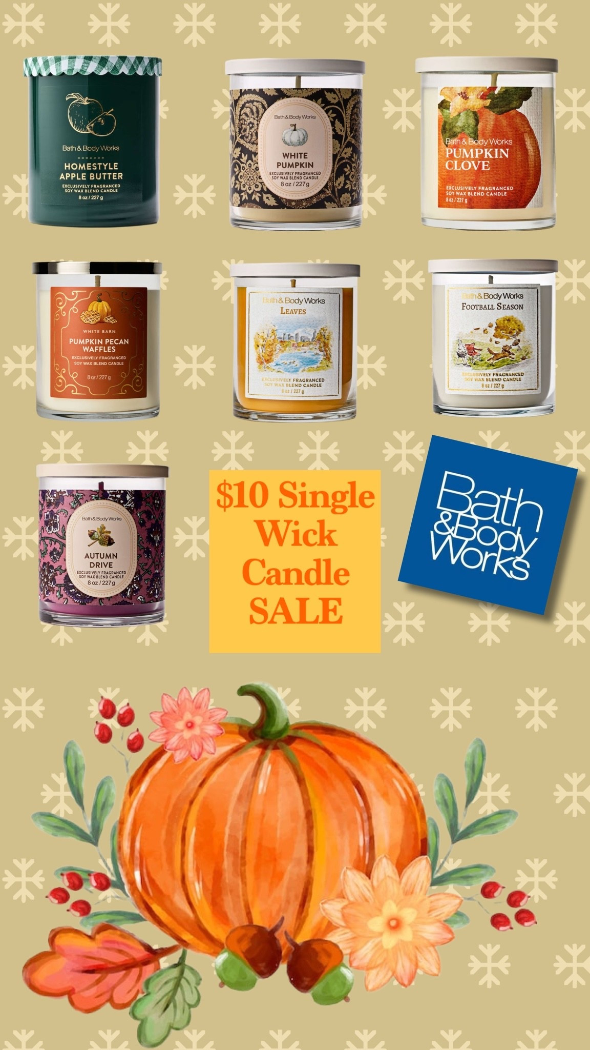 Bath and Body Works 
Sale on single wick candles
Fall season autumn

#LTKSeasonal #LTKHome