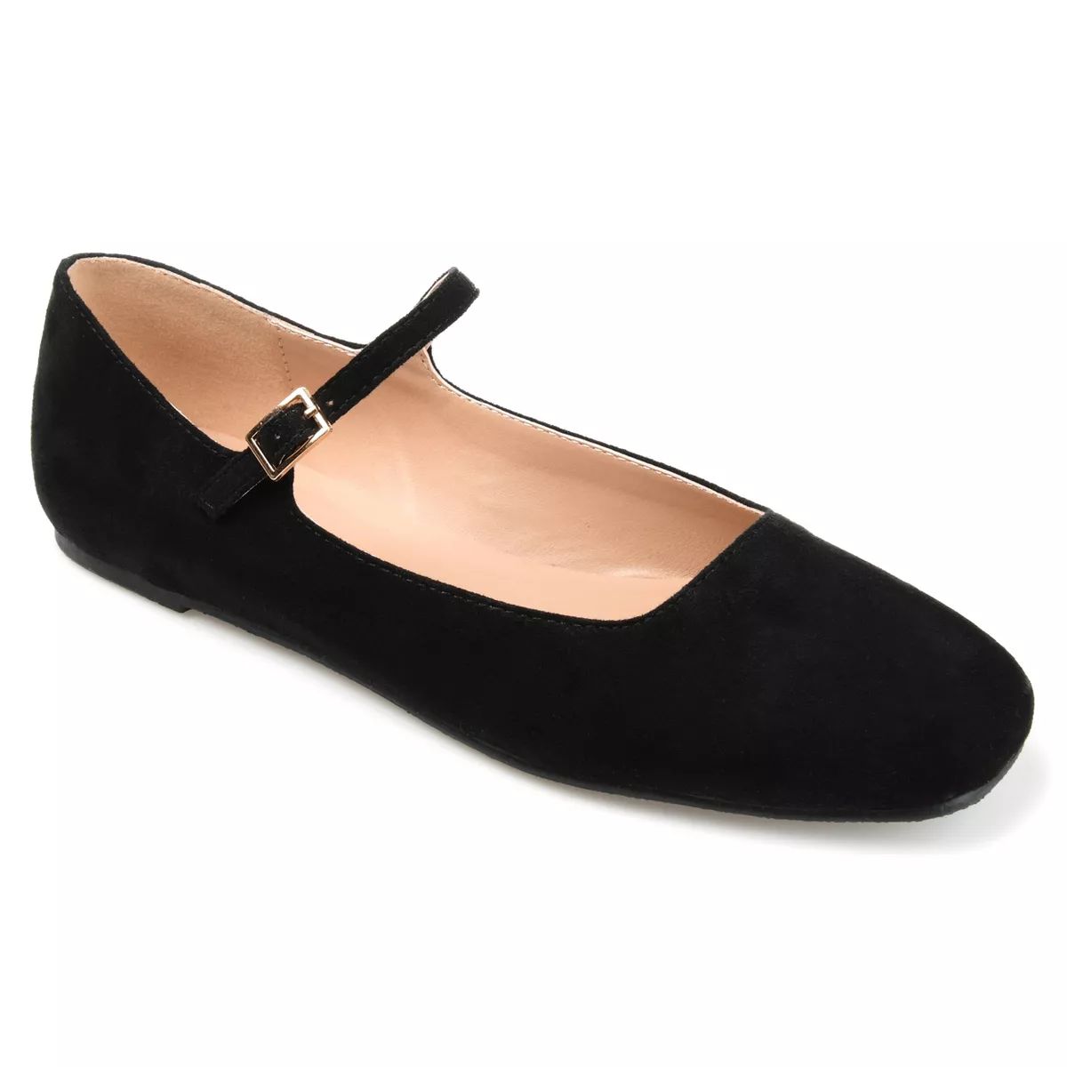 Journee Collection Womens Carrie Buckle Square Toe Mary Jane Flats Black 6 | Target