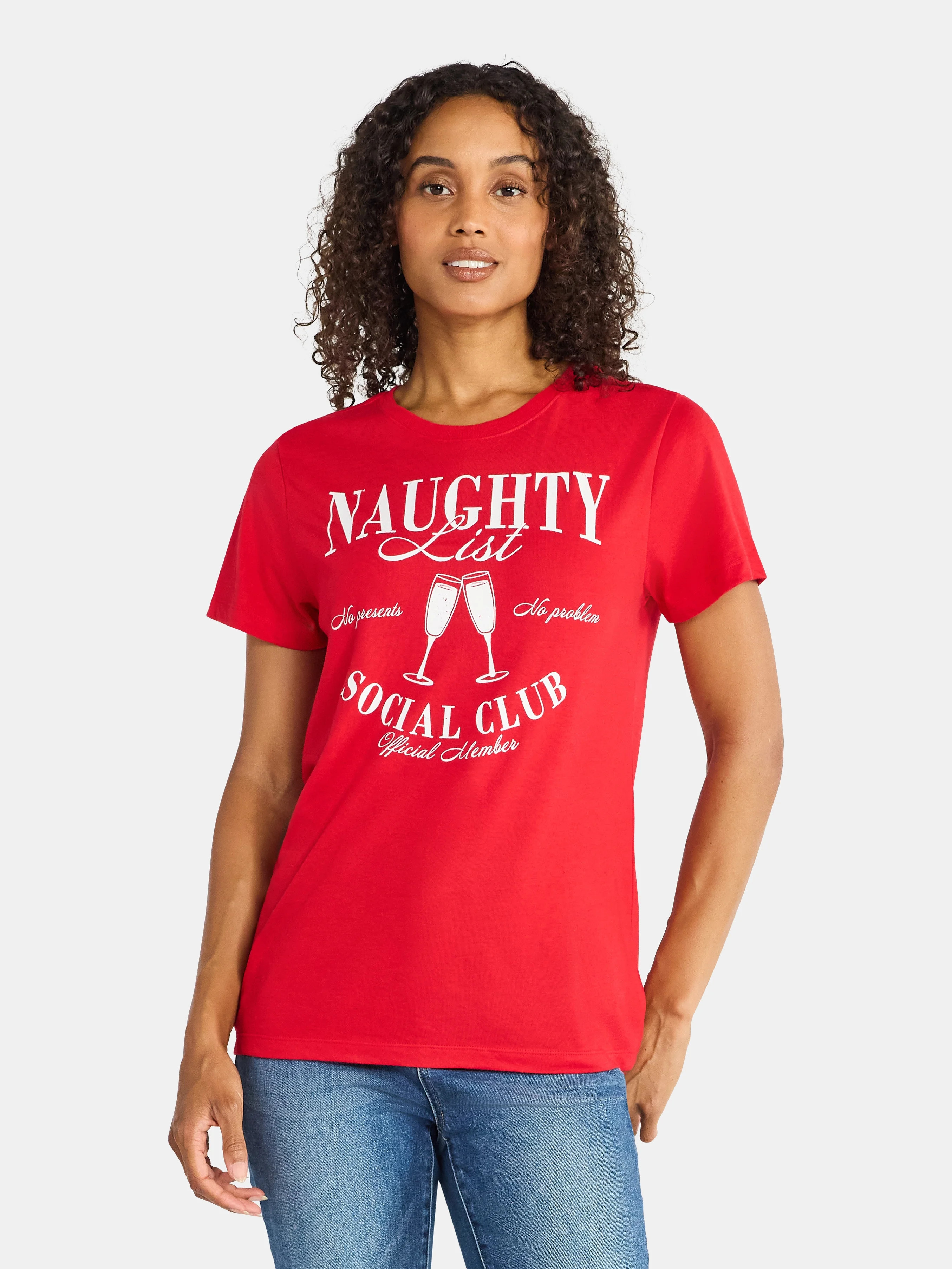 Christmas Women's Naughty List Graphic Tee from Holiday Time, Sizes S-XXXL | Walmart (US)