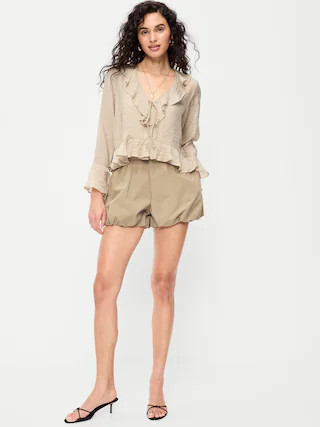 Poplin Bubble Hem Shorts | Old Navy (US)