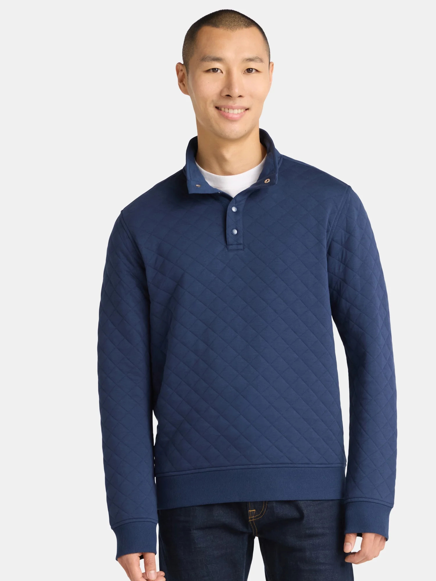 George Men's and Big Men's Quilted Snap Pullover Jacket, Sizes S-3XL - Walmart.com | Walmart (US)