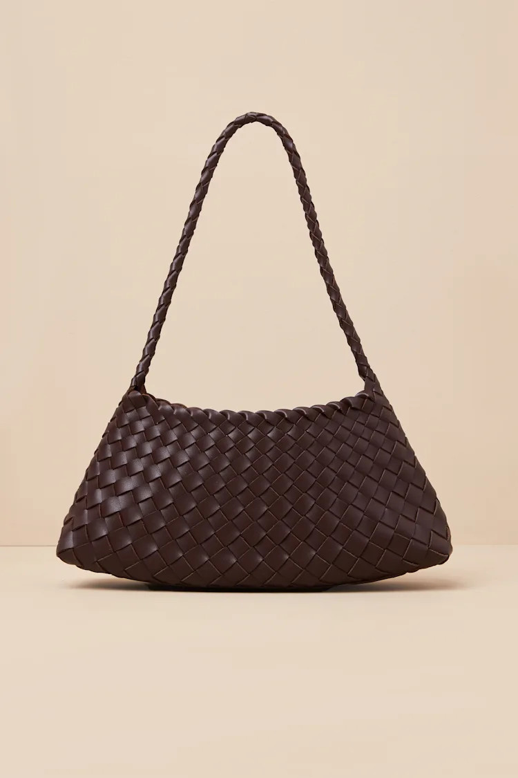 Lilijana Dark Brown Woven Shoulder Bag | Lulus