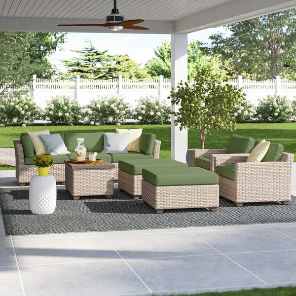 Rochford All Weather Wicker/Rattan 7 - Person Seating Group with Cushions | Wayfair North America
