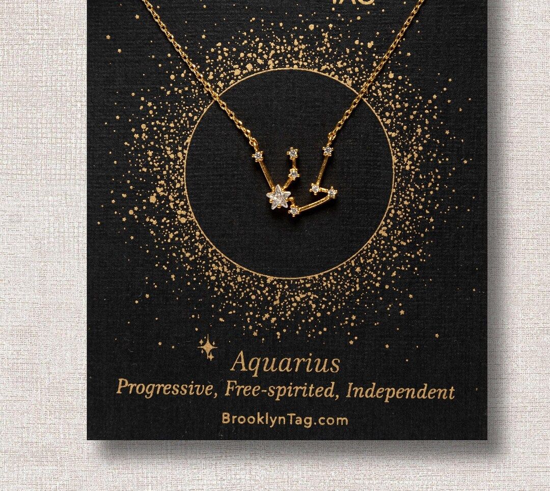 Aquarius Sign Constellation Necklace with Crystals, Celestial Jewelry, Zodiac Sign Necklace, Star... | Etsy (US)