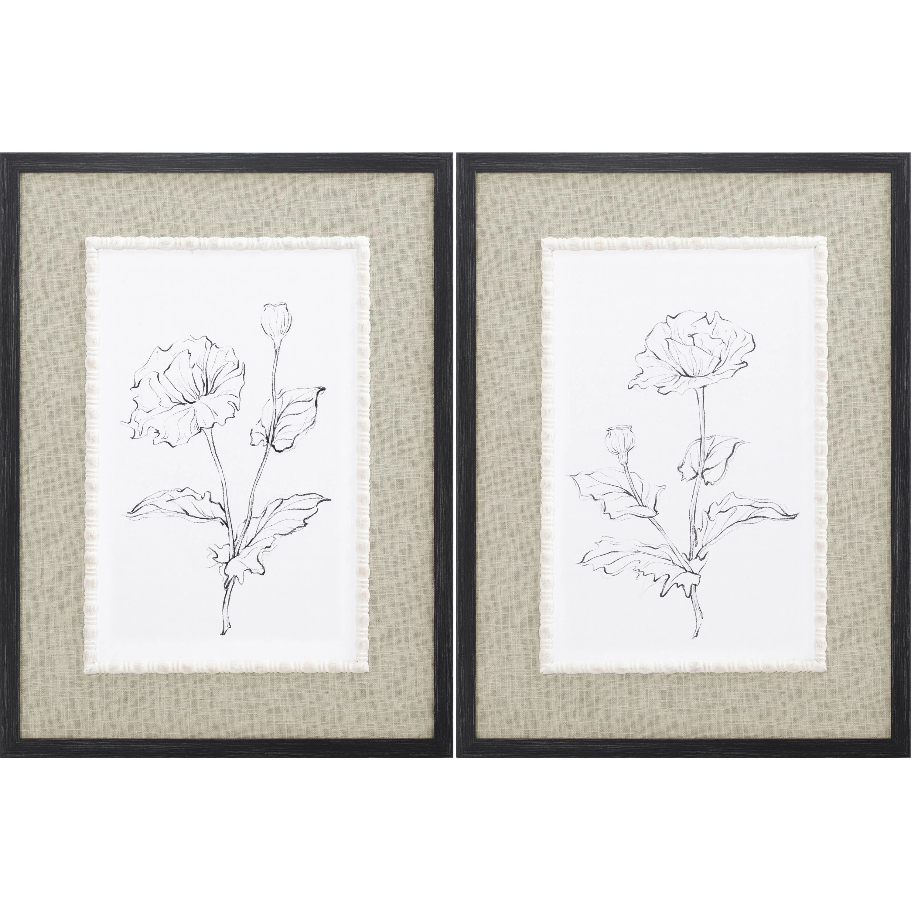My Texas House Botanical Sketches 2 Piece Set Framed Art 18" x 24" | Walmart (US)