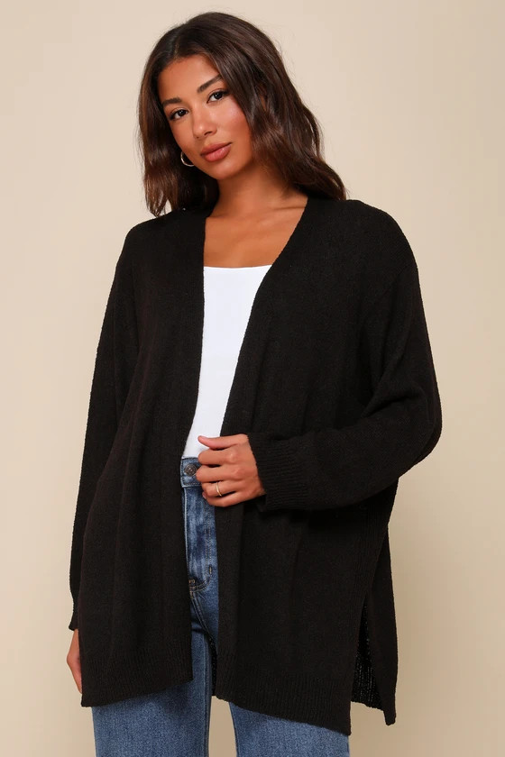 Comfy Memories Black Knit Open-Front Cardigan | Lulus