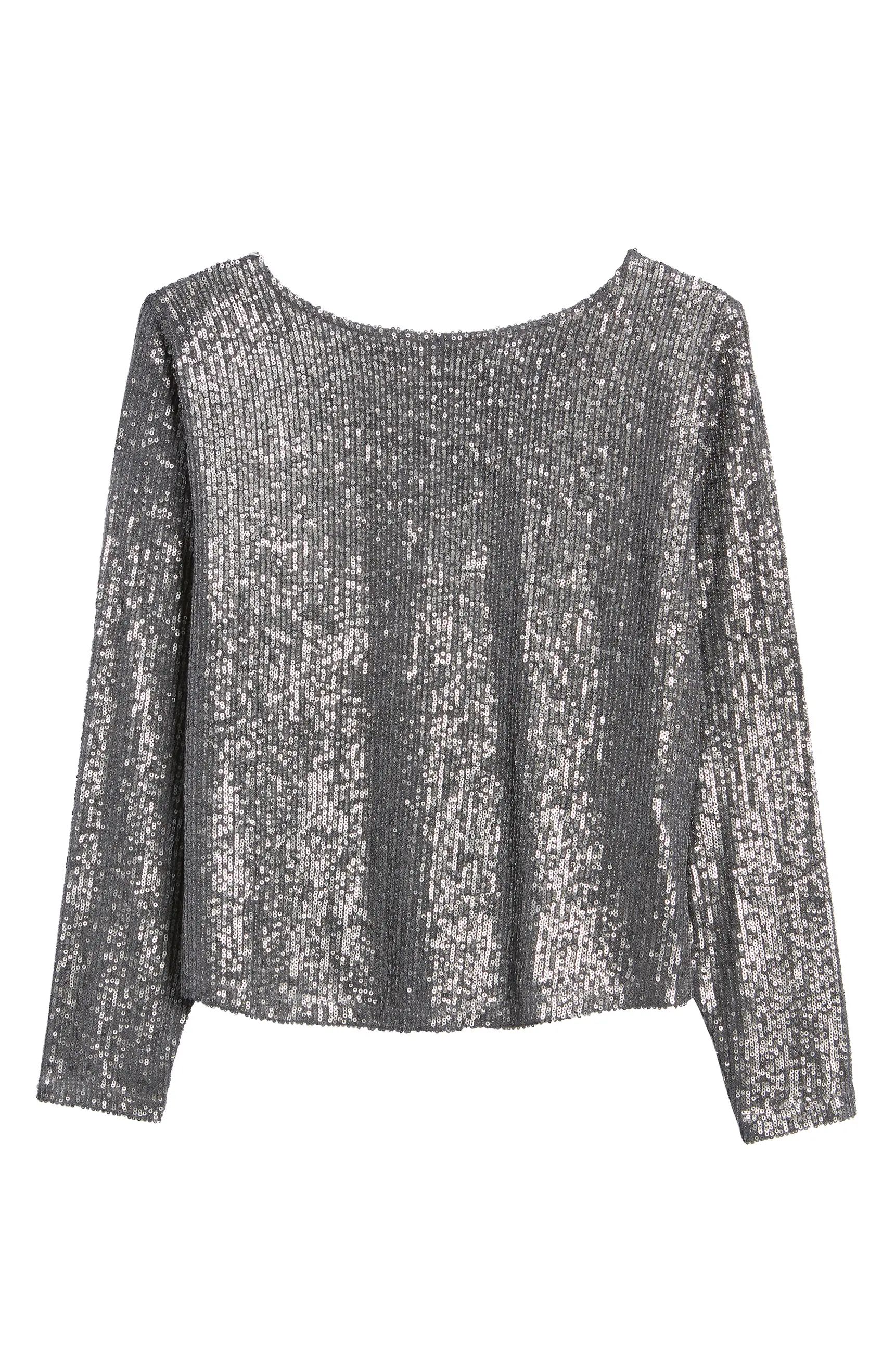 Halogen® Sequin Long Sleeve Top | Nordstrom | Nordstrom