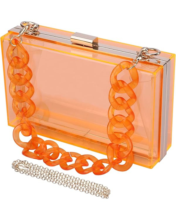 WEDDINGHELPER Transparent Clear Acrylic Square jelly Evening Bag for Women | Amazon (US)