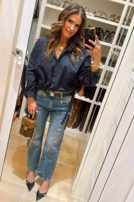 casual chic gno celebrating a dear friends birthday in my newest boyfriend denim~ so obsessed that i already bought them more colors! 

run tts i can wear the 26 or a 27 for baggier fit 

+ shop the rest of my #ootn i own this blouse in both navy & white (i love how it updates your basic button-down w ties at each side) 

TO SHOP THESE PRODUCTS:

1. shop my looks by following @streetstylesquad on the @shop.ltk app 

2. just place this link in your browser: 

3. clicking the #linkinbio (to head to blog post or shop my instagram)

4. just dm me

5. or by clicking links in my stories

#ltkworkwear #ltkstyletip #ltkitbag 

#LTKworkwear #LTKstyletip #LTKsalealert