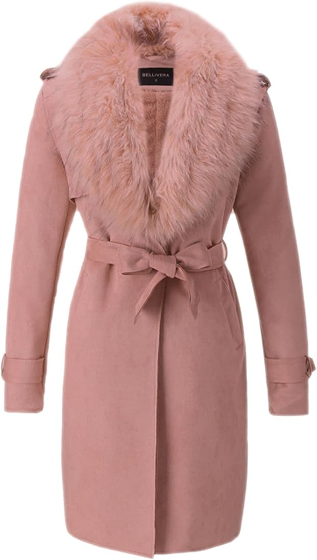 Amazon.com: Bellivera Women's Faux Suede Leather Jacket Lapel Outwear Classic Coat FF20 Pink L : ... | Amazon (US)