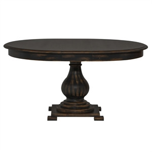 Pemberly Row Traditional Wood Pedestal Table in Black | Cymax