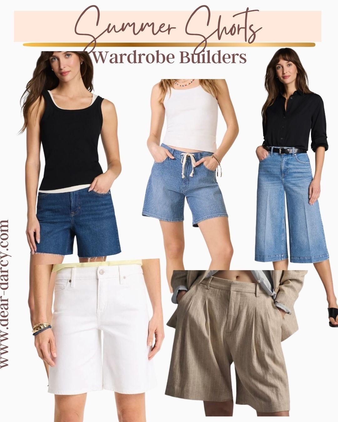 Summer Shorts
Wardrobe builders 

Denim with frayed hem shorts

Denim med wash with draw string 

White Bermuda shorts 

Collates med wash 

Tan trouser shorts

#LTKSeasonal #LTKOver40 #LTKgrwm