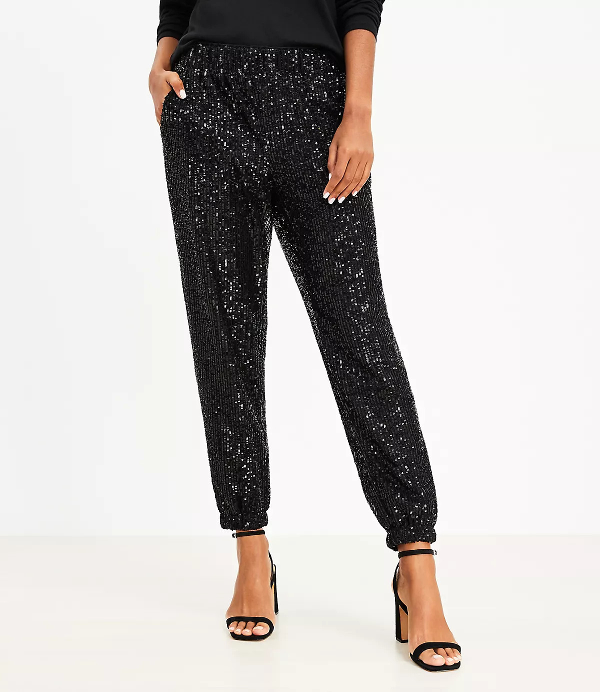 Petite Sequin Jogger Pants | LOFT