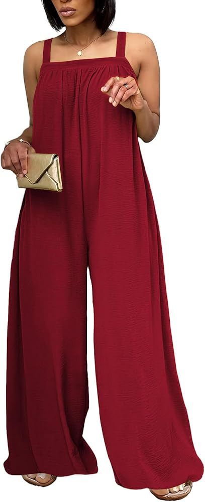 Nimsruc Women's Sleeveless Wide Leg Jumpsuit Casual Summer Loose Romper With Pockets 2026 | Amazon (US)