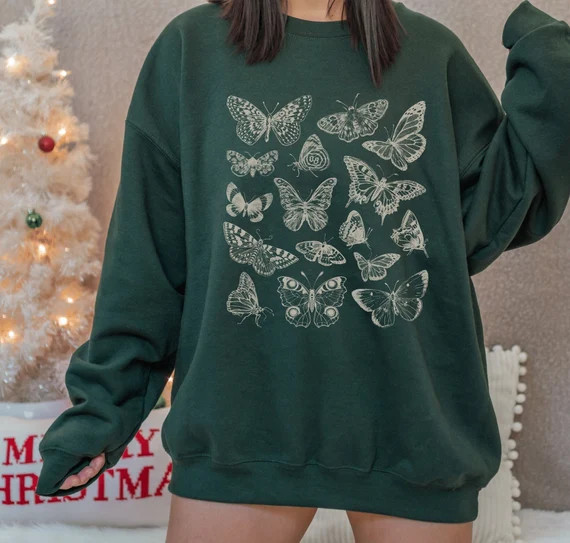 Cottagecore Butterfly Sweatshirt  Boho Butterfly Sweater  - Etsy | Etsy (US)