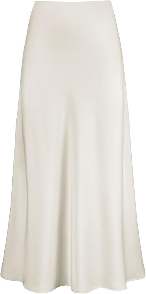Women's Maxi Skirt High Waist Silky Casual Elastic Satin Midi Skirt A Line Long Skirt | Amazon (US)