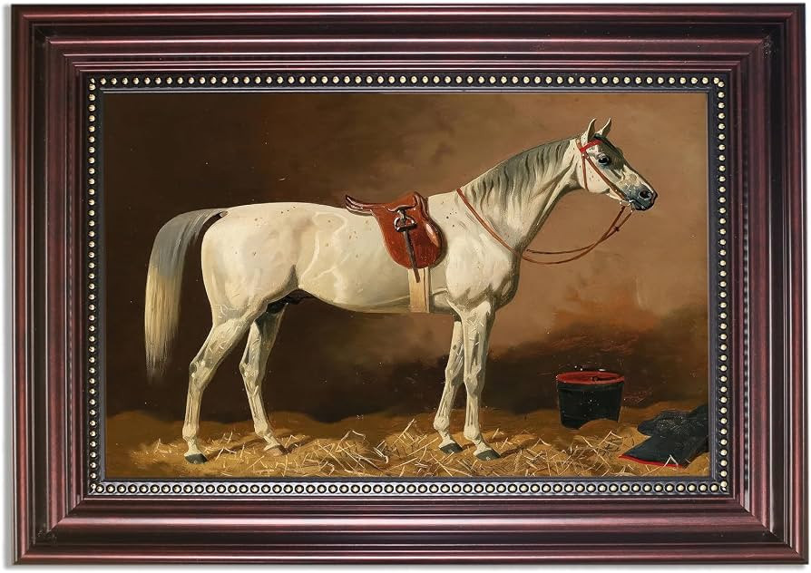 Framed Vintage White Horse Canvas Wall Art Antique Horse Wall Decor Pictures Farmhouse Animal Pai... | Amazon (US)
