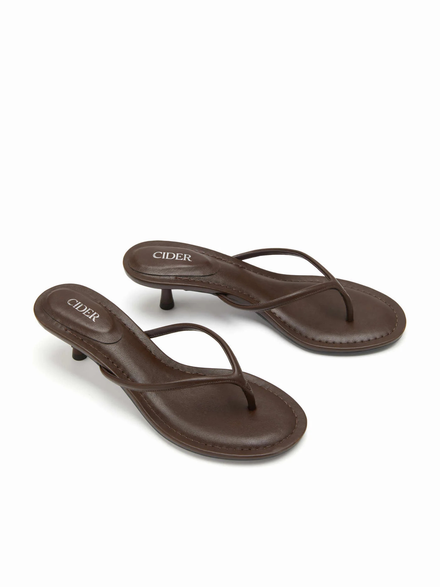 ROUND TOE FLIP-FLOP KITTEN HEELED SANDALS | Cider