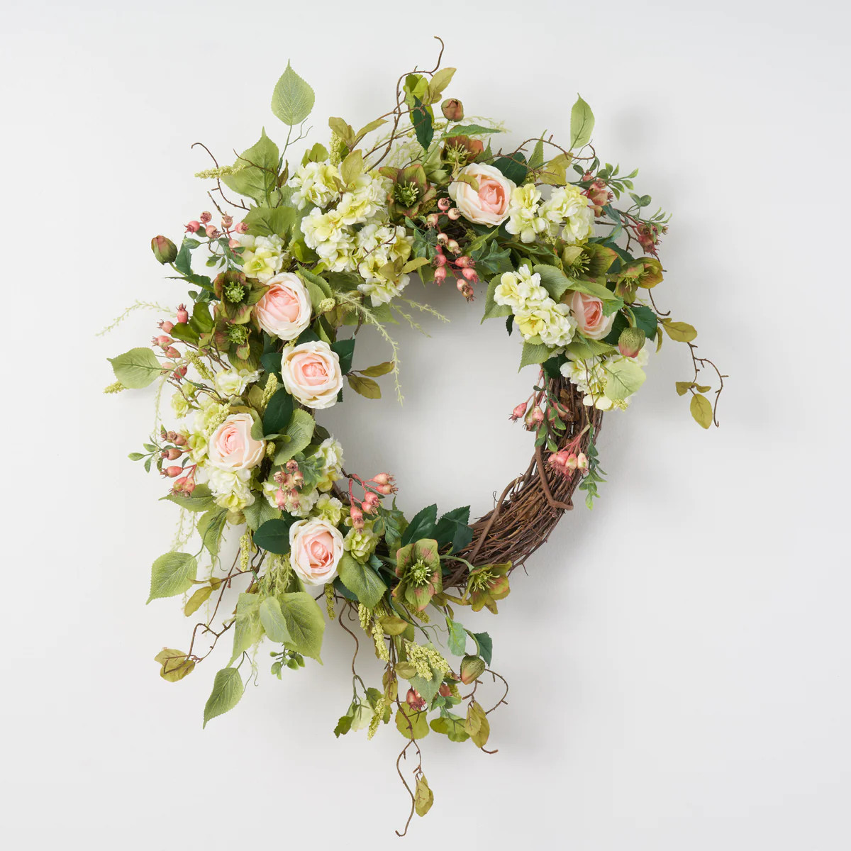 Garden of Eden Rose - Tassel Elm Leaf, Cherry Blossom & Pink Rosehip Asymmetric Spring Summer Fro... | Darby Creek Trading