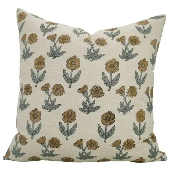 Designer Block Print Linen Blend Pillow Cover - Kirti - Bed Bath & Beyond - 42725512 | Bed Bath & Beyond
