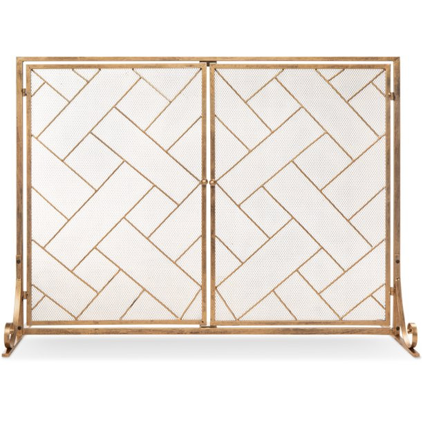Best Choice Products 44x33in 2-Panel Handcrafted Wrought Iron Geometric Fireplace Screen w/ Magne... | Walmart (US)