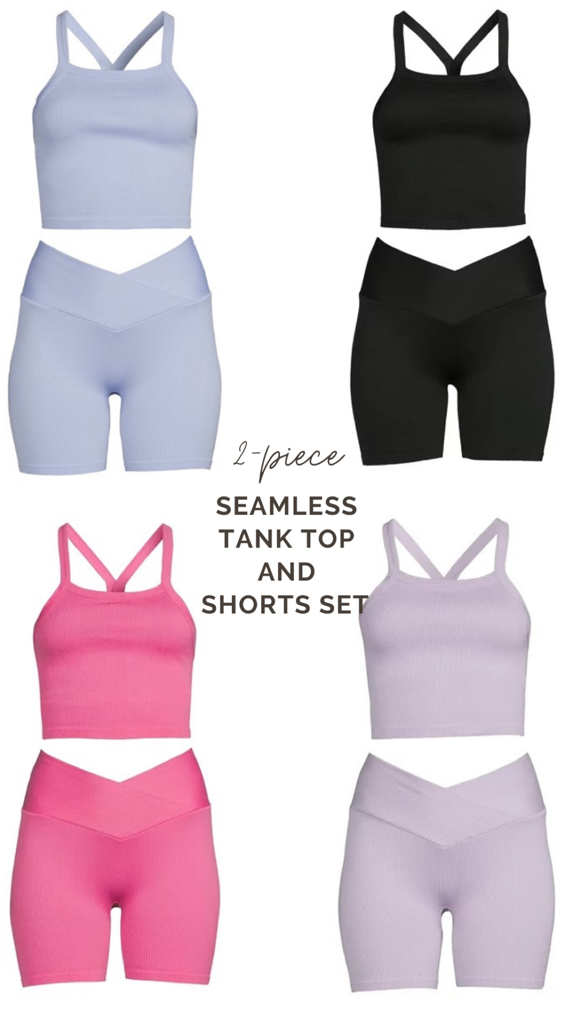 This trendy set features ribbed bike shorts, with an ultra-flattering crossover V waist, and a matching tank top with a racerback. 

#LTKstyletip #LTKFind #LTKfit