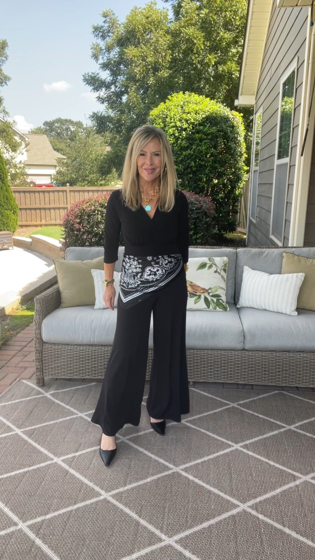 Love a fab jumpsuit. And adore the bandana scarf. I’ve linked similar jumpsuits.

#LTKgrwm #LTKdayinmylife #LTKootd