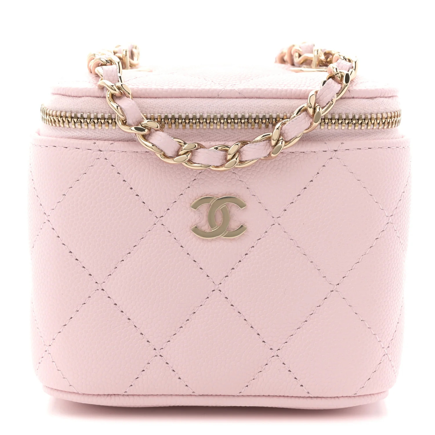 Chanel Caviar Quilted Mini Vanity Case With Chain Light Pink 1830350 | FASHIONPHILE (US)