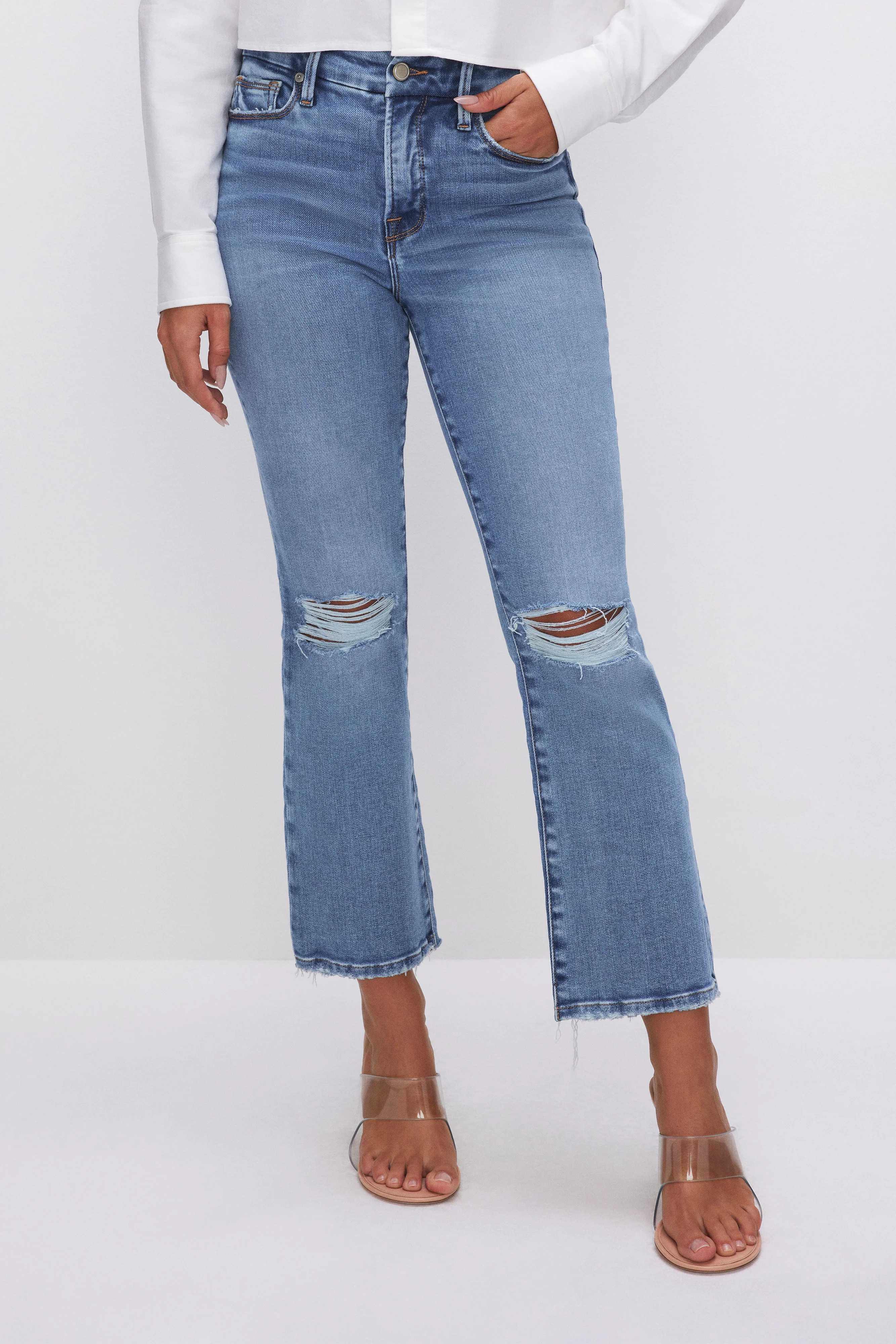 SOFT-TECH GOOD LEGS CROPPED MINI BOOT JEANS | INDIGO521 - GOOD AMERICAN | Good American