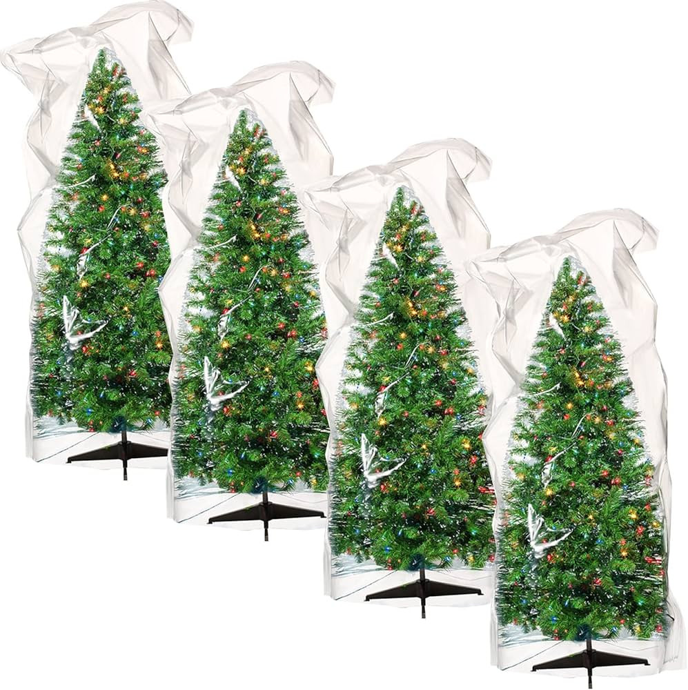 4 pcs Christmas Poly Storage Bag Christmas Tree Storage Bag Large Storage Bag Transparent Christm... | Amazon (US)