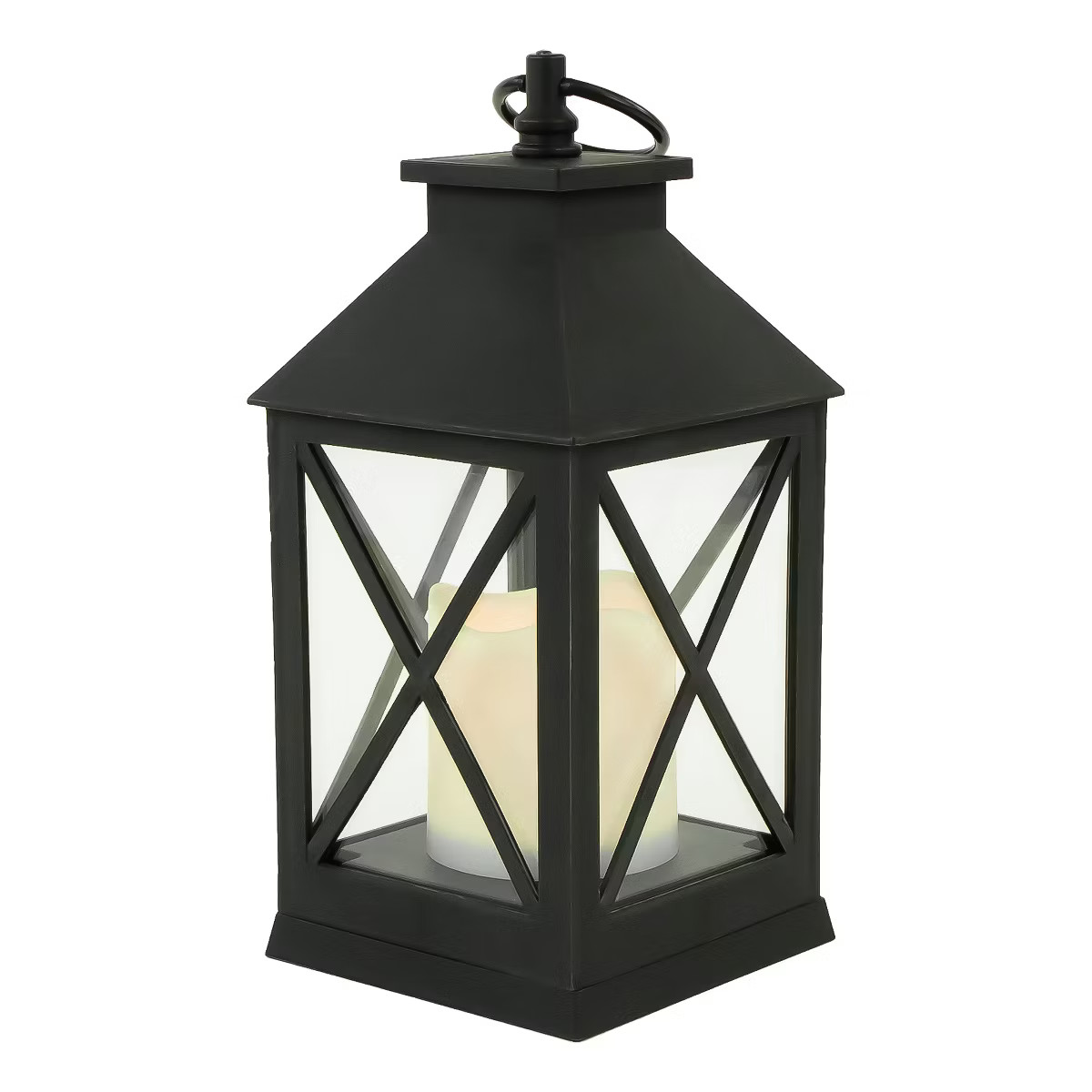 Northlight 9" LED Battery Operated Black Lantern with Flameless Candle | Target