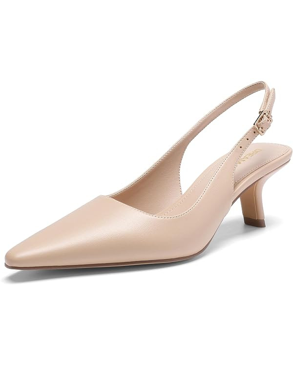 DREAM PAIRS Women's Slingback Kitten Heels - 2.36 Inch Low Heel Pointed Toe Pumps, Comfortable Cl... | Amazon (US)