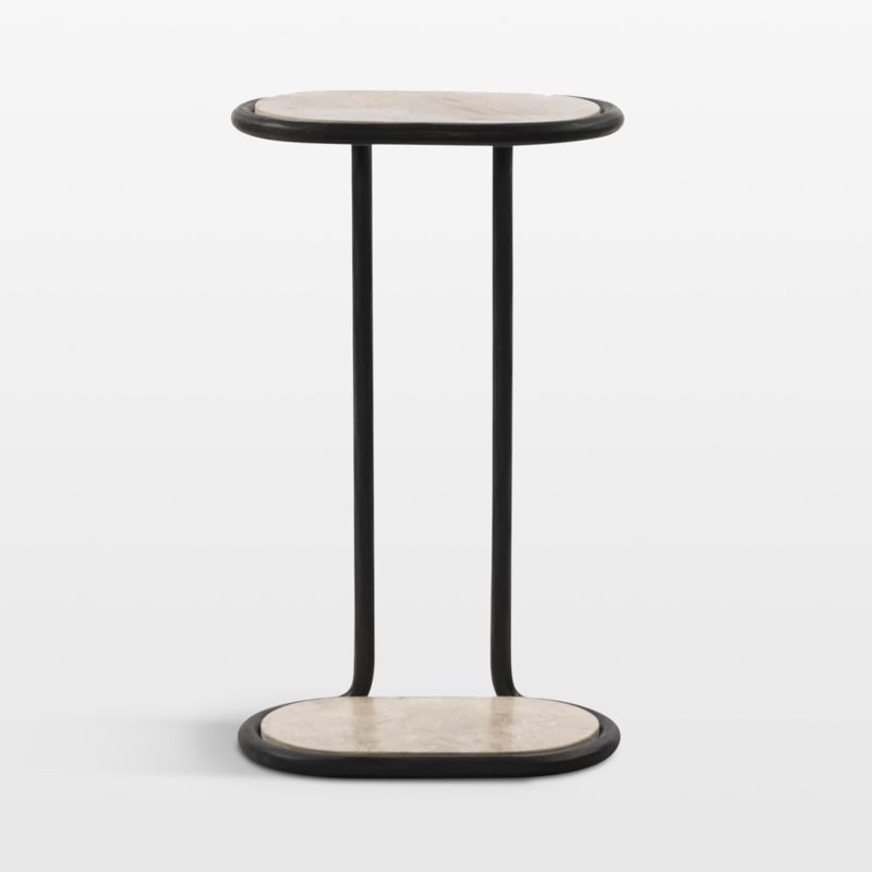 Cayson Marble and Iron 14" C Table | Crate & Barrel